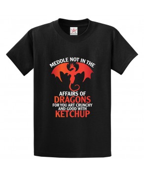 Meddle Not In The Affairs Of Dragons For You Art Crunchy And Good With Ketchup Unisex Classic Kids and Adults T-Shirt